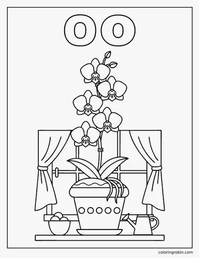 O Is for Orchid coloring page