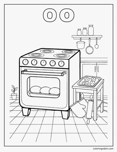O Is for Oven coloring page