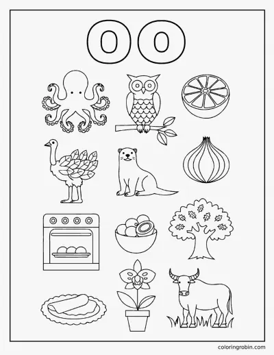 Twelve O Words coloring page
