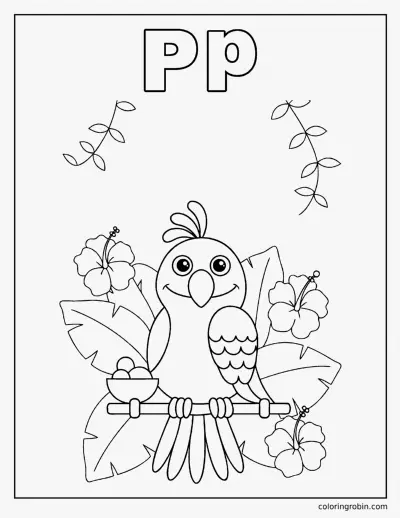 P Is for Parrot coloring page