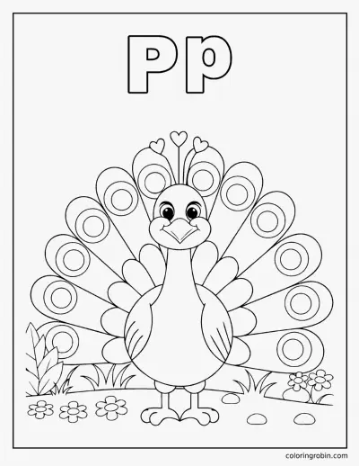 P Is for Peacock coloring page