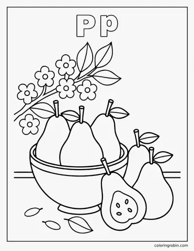 P Is for Pear coloring page