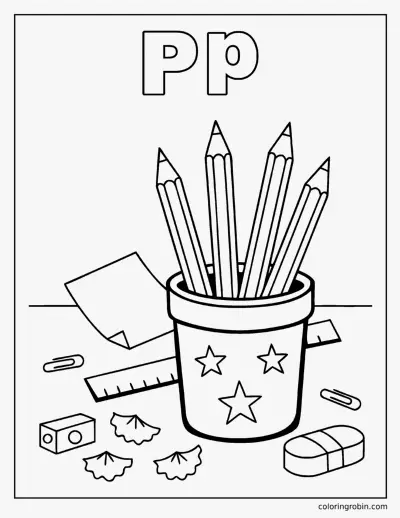 P Is for Pencil coloring page