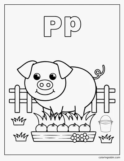 P Is for Pig coloring page