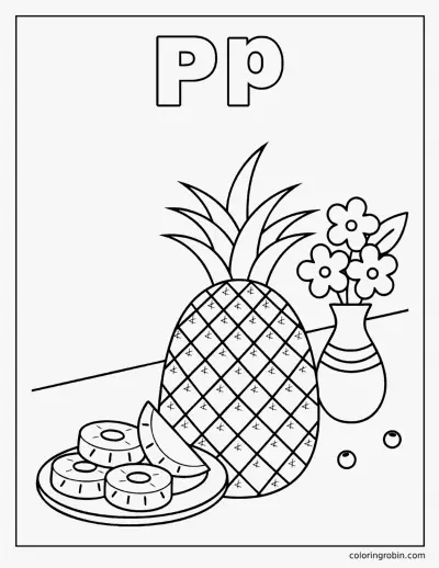 P Is for Pineapple coloring page