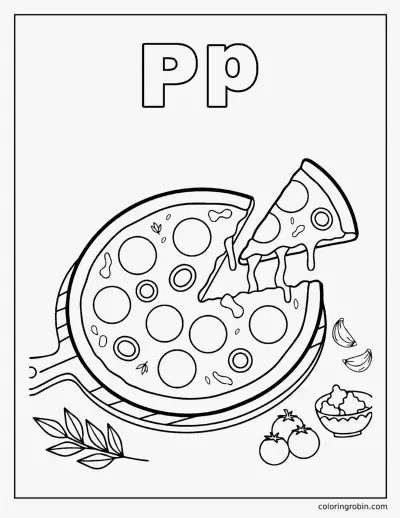 P Is for Pizza coloring page