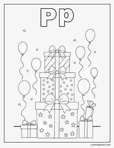 P Is for Present coloring page