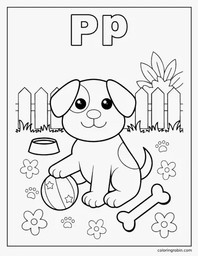 P Is for Puppy coloring page