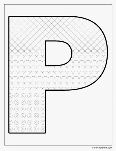 Patterned Letter P coloring page