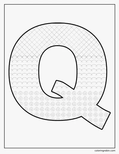 Patterned Letter Q coloring page