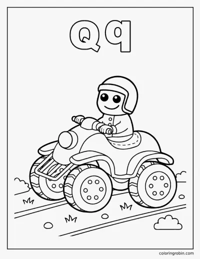 Q Is for Quad Bike coloring page