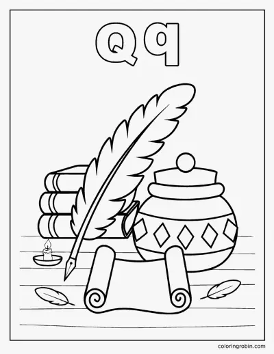 Q Is for Quill coloring page