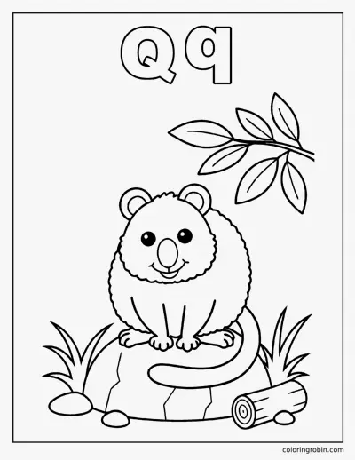 Q Is for Quokka coloring page