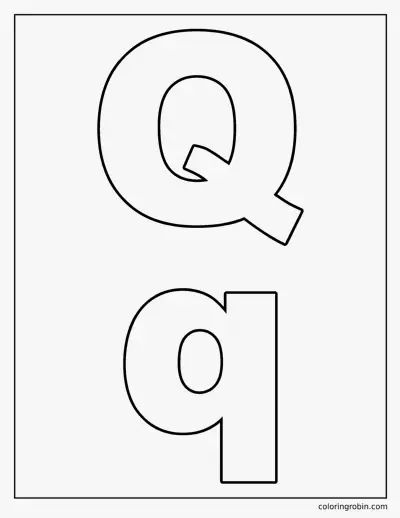 Uppercase and Lowercase Q coloring page