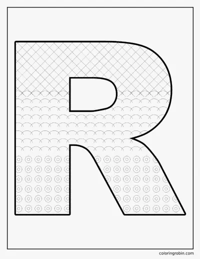 Patterned Letter R coloring page