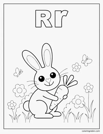 R Is for Rabbit coloring page