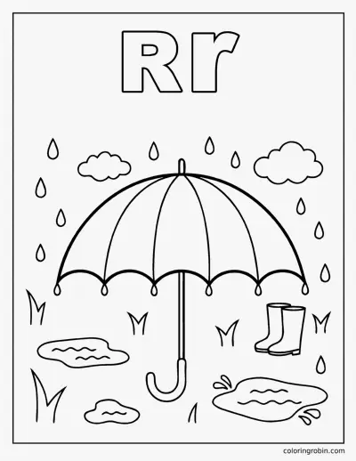 R Is for Rain coloring page