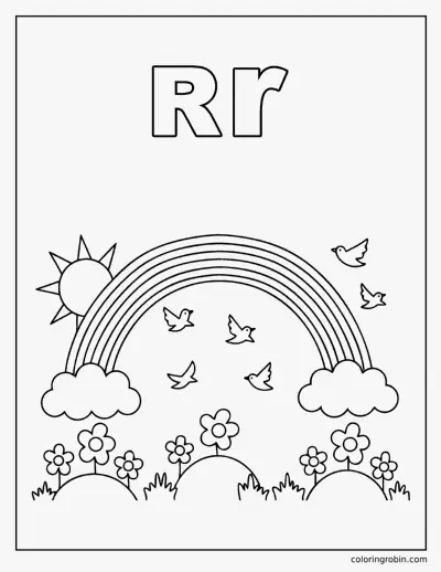 R Is for Rainbow coloring page