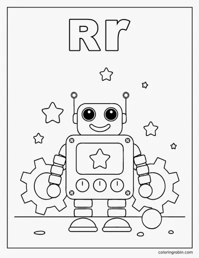 R Is for Robot coloring page