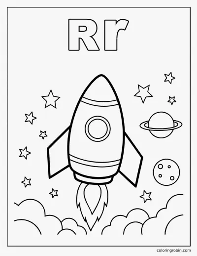 R Is for Rocket coloring page