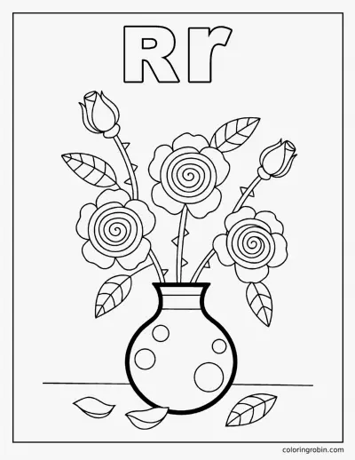 R Is for Rose coloring page