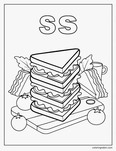 S Is for Sandwich coloring page