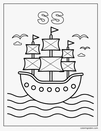 S Is for Ship coloring page