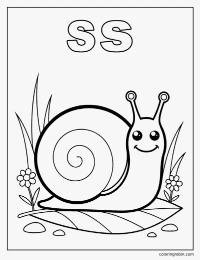 S Is for Snail coloring page