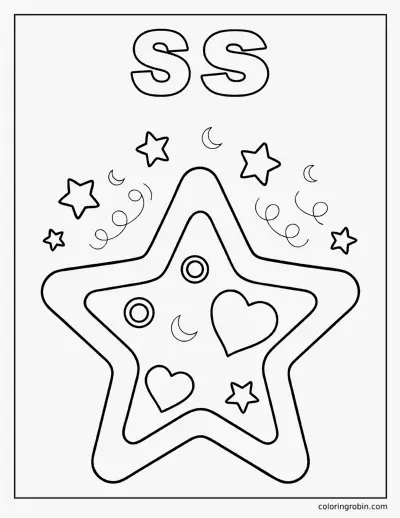 S Is for Star coloring page