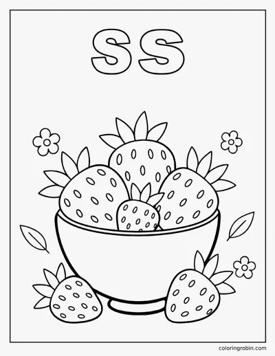 S Is for Strawberry coloring page