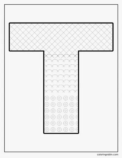 Patterned Letter T coloring page