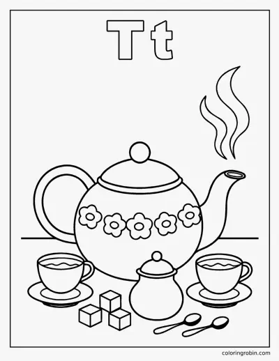 T Is for Teapot coloring page