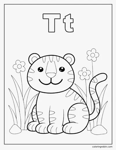 T Is for Tiger coloring page