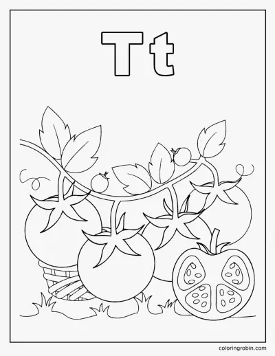 T Is for Tomato coloring page