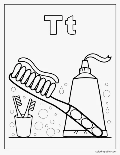 T Is for Toothbrush coloring page