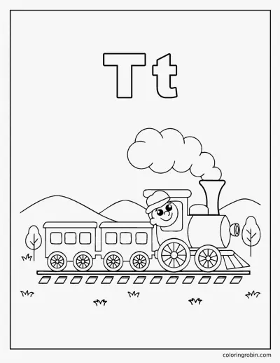 T Is for Train coloring page