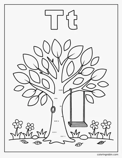 T Is for Tree coloring page