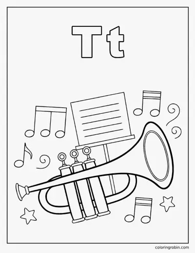 T Is for Trumpet coloring page