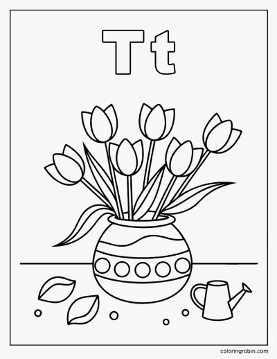 T Is for Tulip coloring page