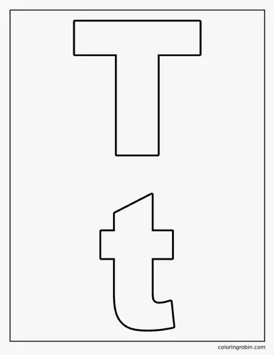 Uppercase and Lowercase T coloring page
