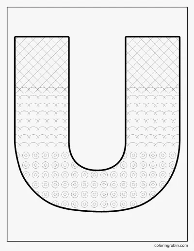 Patterned Letter U coloring page