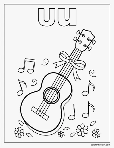 U Is for Ukulele coloring page