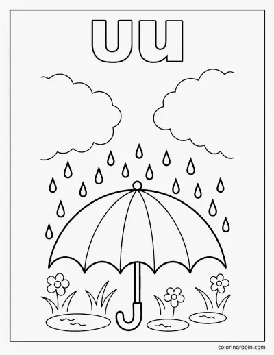 U Is for Umbrella coloring page