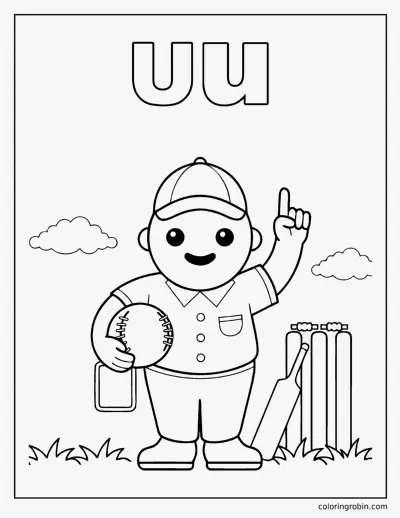 U Is for Umpire coloring page