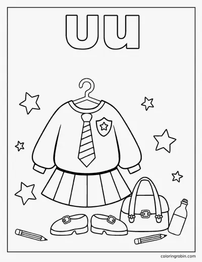 U Is for Uniform coloring page
