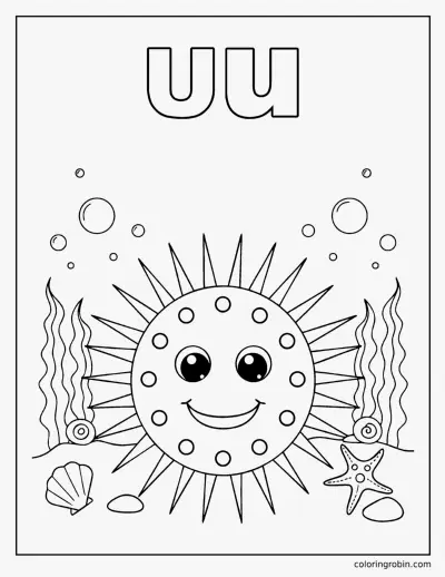 U Is for Urchin coloring page