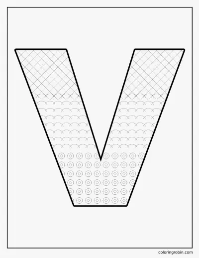 Patterned Letter V coloring page