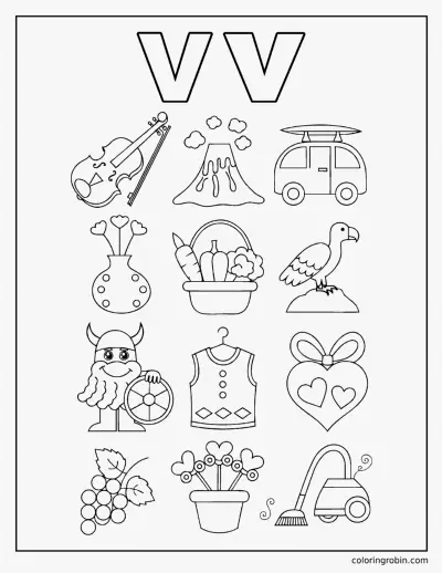Twelve V Words coloring page