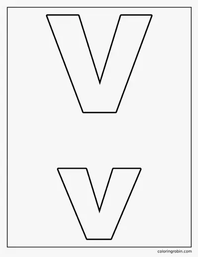 Uppercase and Lowercase V coloring page