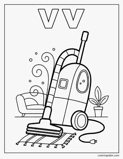 V Is for Vacuum coloring page